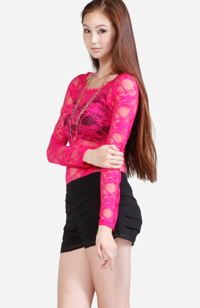 Solid Lace Top Fuchsia main image 1