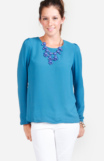 Key Hole Back Long Sleeve Top Slide 1