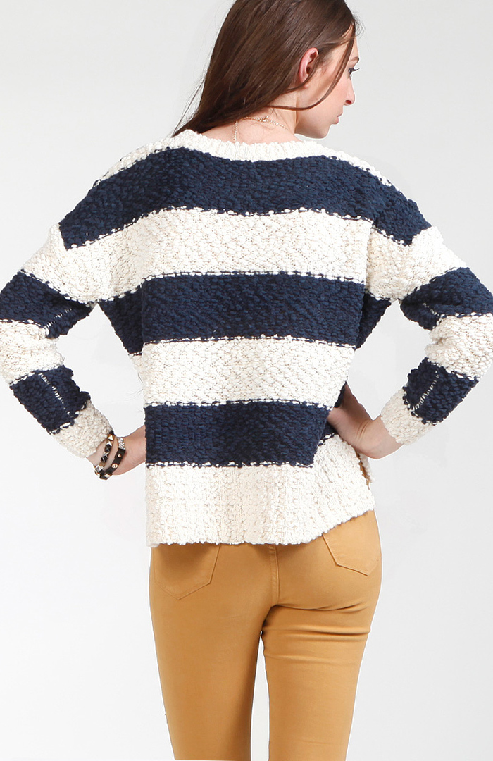 Chunky Striped Sweater in Navy DAILYLOOK