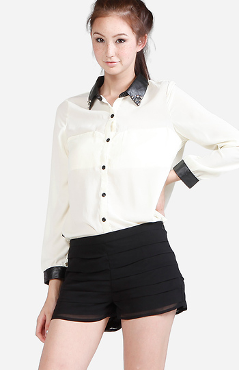 Leather And Spike Blouse Slide 1
