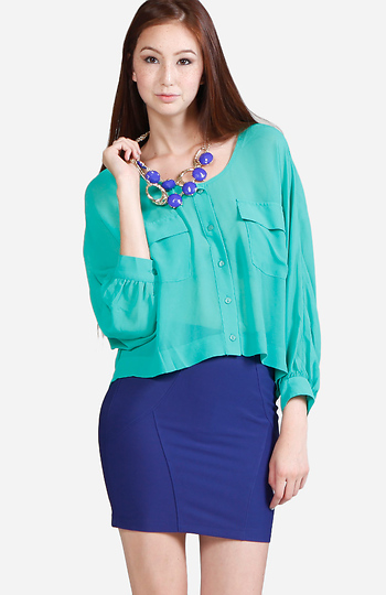 Button Up Crop Top Slide 1