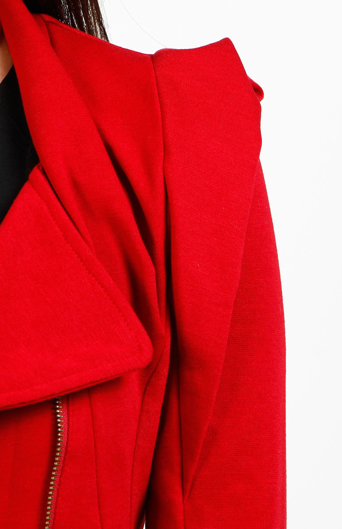 Cropped Zip Up Jacket in Red | DAILYLOOK