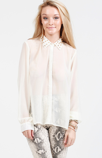 Spike Collar Blouse Slide 1