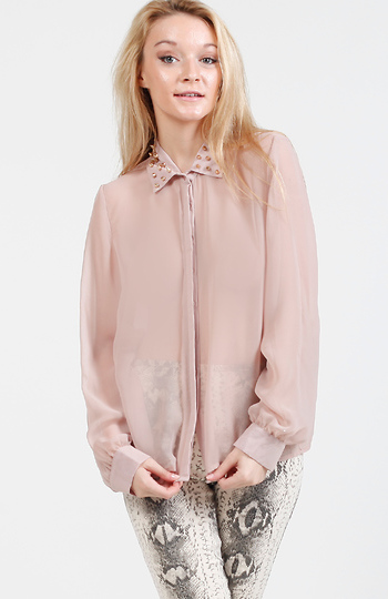 Spike Collar Blouse Slide 1