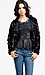 Collarless Tweed Trim Sequin Blazer Thumb 1