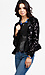 Collarless Tweed Trim Sequin Blazer Thumb 2