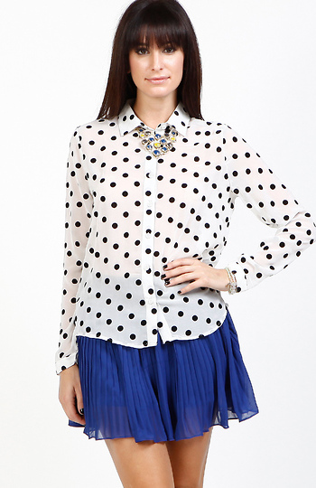 Polka Dot Collar Blouse Slide 1