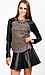 Faux Leather Sleeve Knit Top Thumb 1