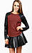 Faux Leather Sleeve Knit Top Thumb 1
