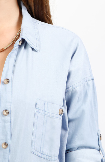 Chambray Shirt in Blue | DAILYLOOK
