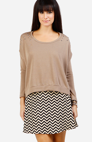 Studded Shoulder Sweatshirt Slide 1