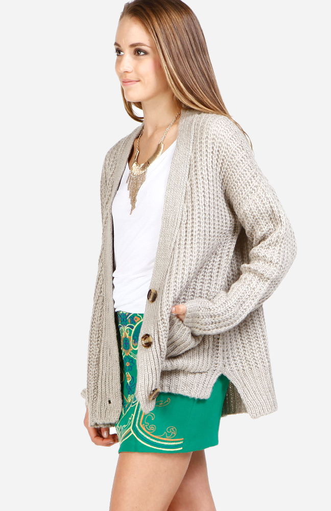 Boyfriend Loose Knit Cardigan in Grey DAILYLOOK