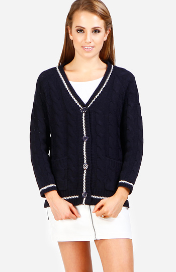 Preppy Trim Cardigan Slide 1