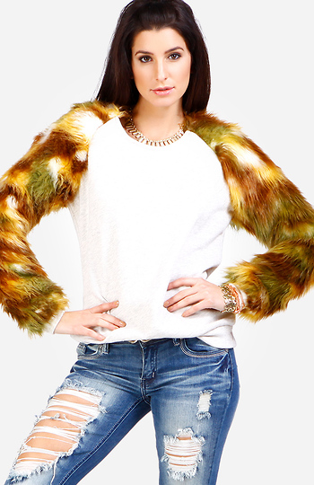 Furry Sleeve Sweatshirt Slide 1