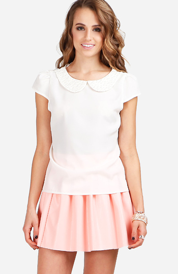 Beaded Peter Pan Collar Top Slide 1