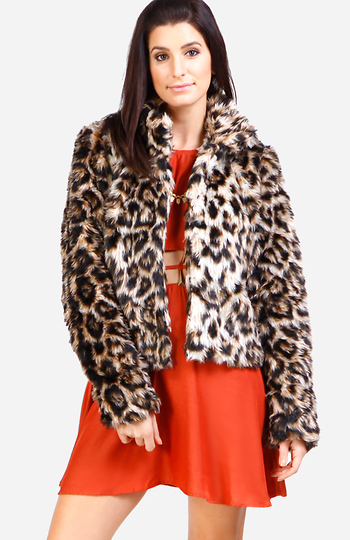 Faux Fur Leopard Coat Slide 1