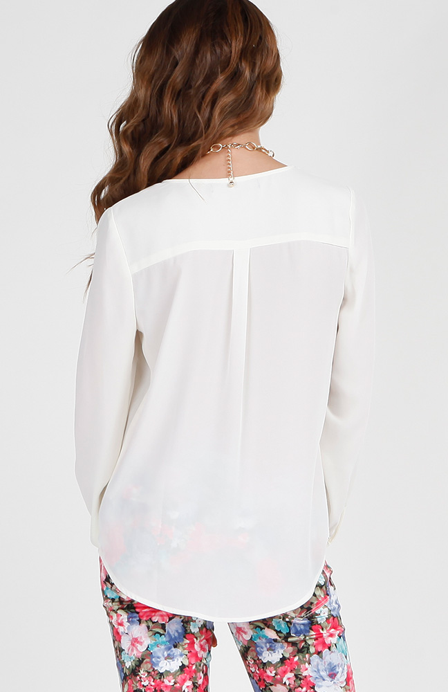 Accented Pajama Blouse in Ivory DAILYLOOK