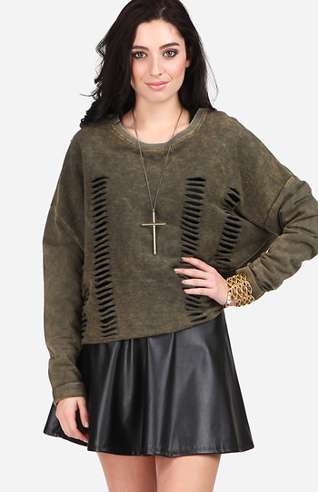 Faded Ribcage Pullover Sweatshirt Slide 1