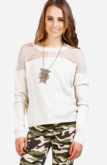 Caged Shoulder Knitted Sweater Slide 1