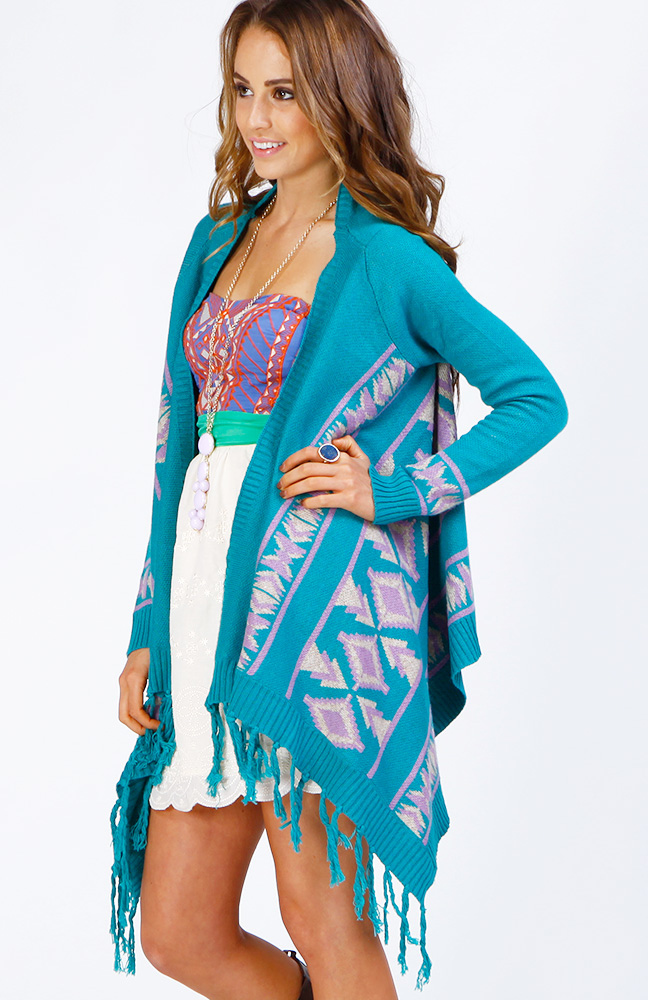 Tribal Print Blanket Cardigan in Sage DAILYLOOK