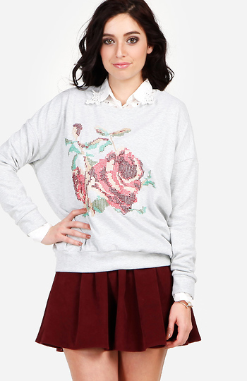 Embroidered Flower Sweater Slide 1