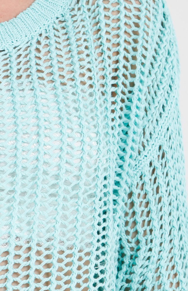 Open Knit Hole Back Sweater in Mint DAILYLOOK