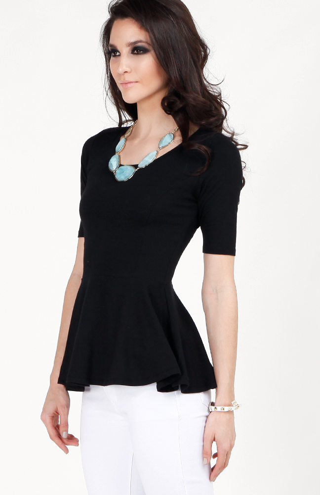 In Bloom Peplum Top in Black DAILYLOOK