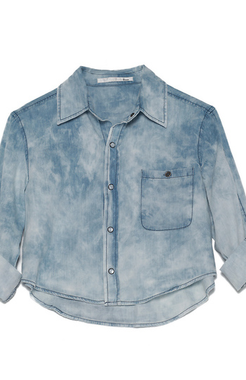 Bleached Denim Crop Top Slide 1
