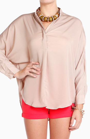 Placket V-Neck Blouse Slide 1