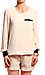 Nude Blouse with Black Contrast Thumb 1