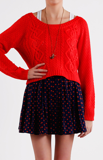 Cable Knit Cropped Sweater Slide 1