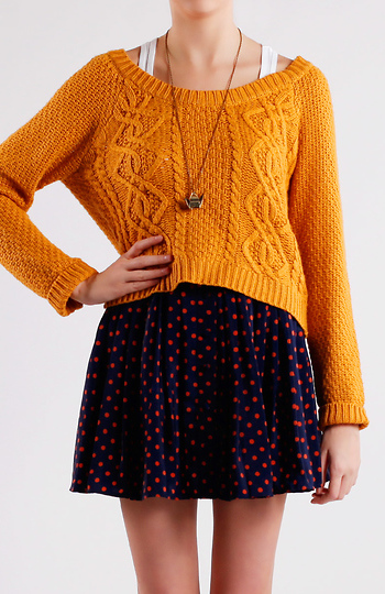 Cable Knit Cropped Sweater Slide 1