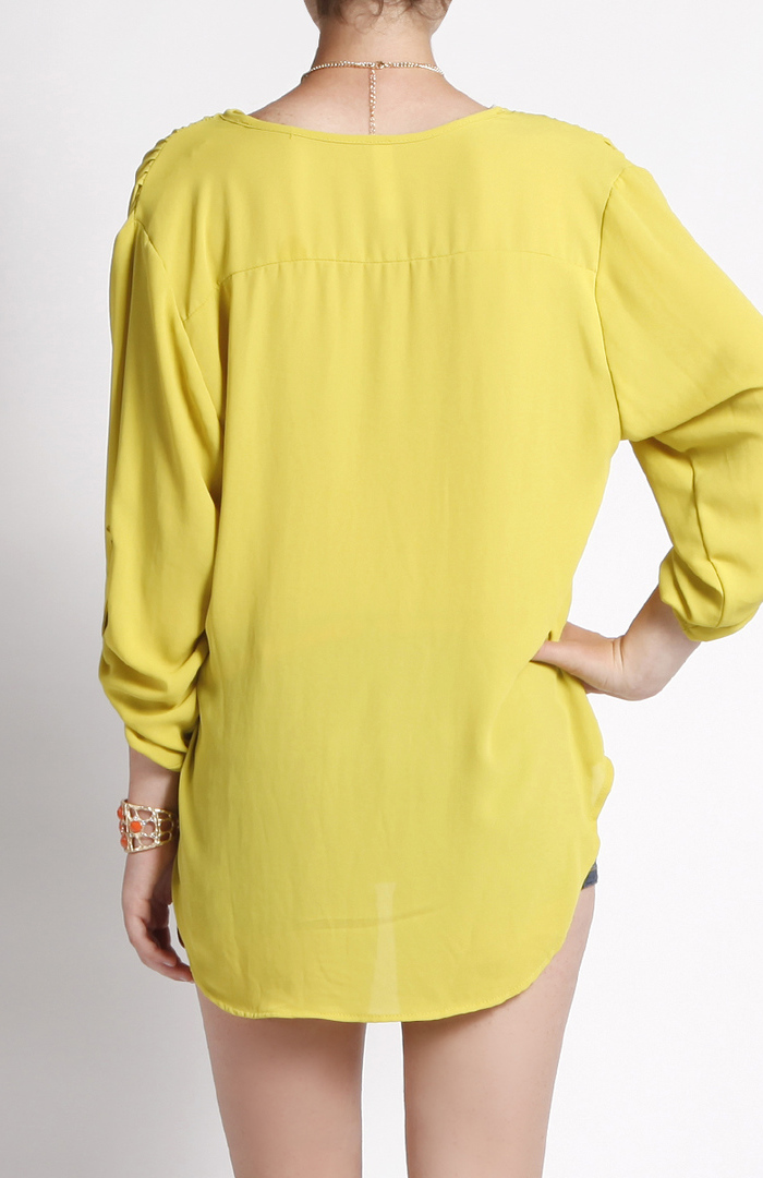 Yellow Pleated Blouse by Lovely Day