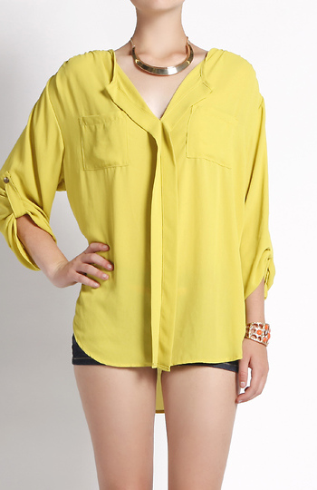 Yellow Pleated Blouse Slide 1