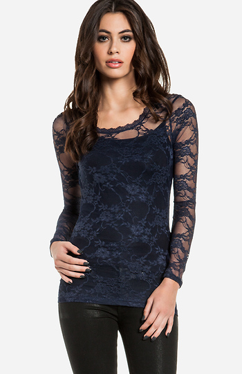 Long Sleeve Lace Top Slide 1