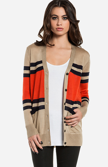 Color Block Striped Cardigan Slide 1