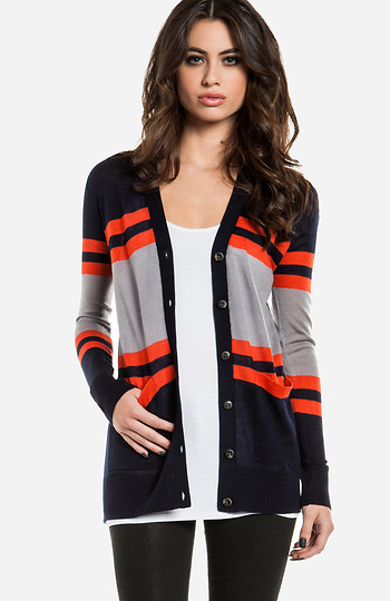 Color Block Striped Cardigan Slide 1