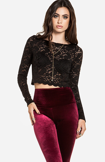 Full Lace Long Sleeve Crop Top Slide 1