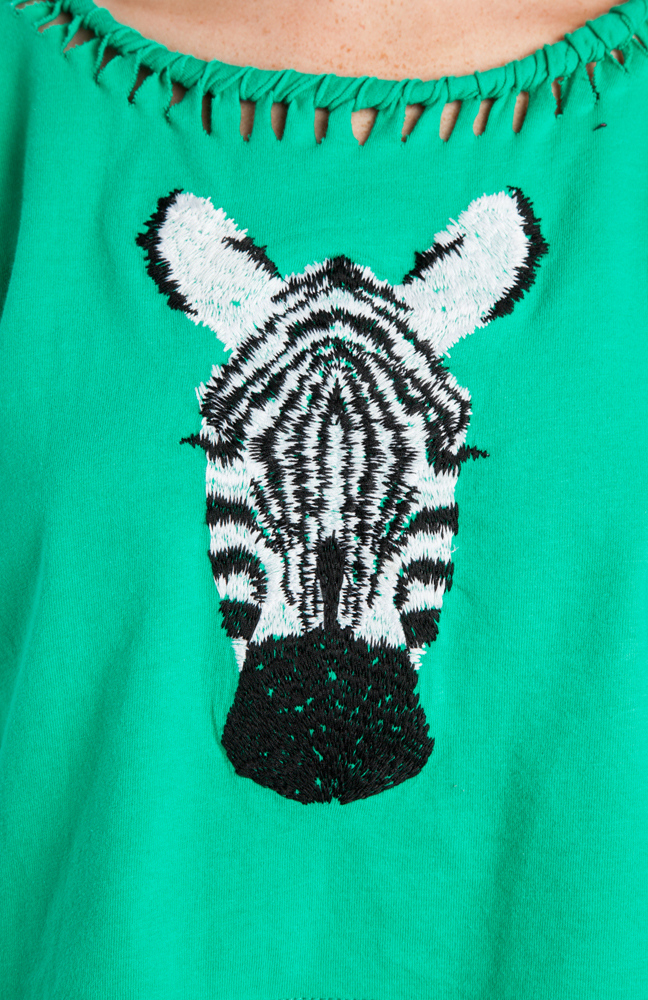 Embroidered Zebra Crop Top in Green DAILYLOOK