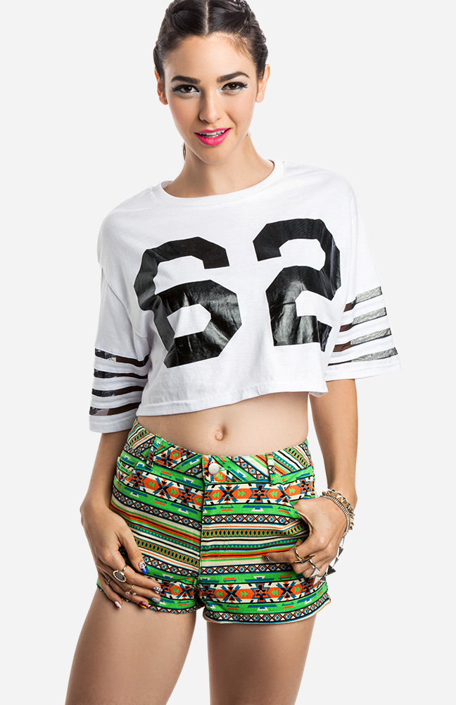 Football Crop Top in White DAILYLOOK