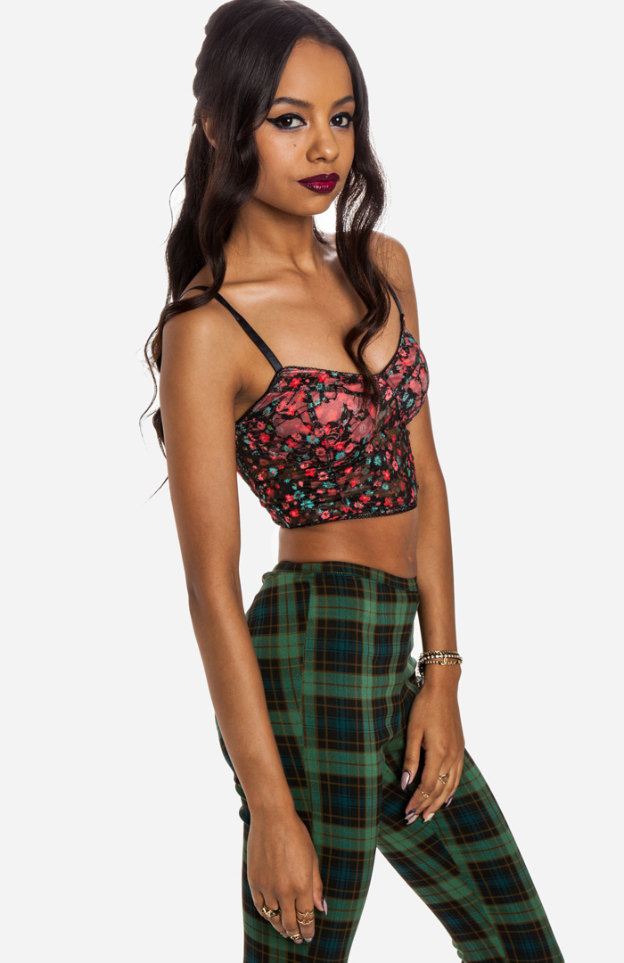 Floral Bustier Bralette in Black | DAILYLOOK