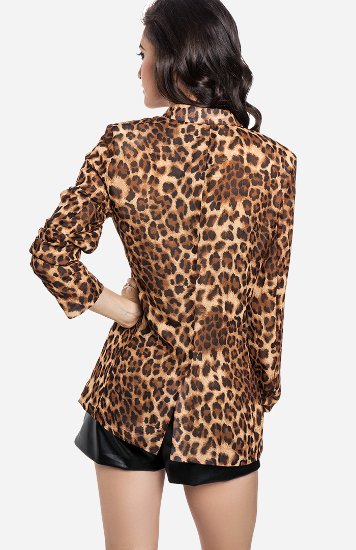 Leopard Chiffon Blazer in Tan DAILYLOOK