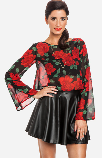 Sheer Rose Crop Top Slide 1