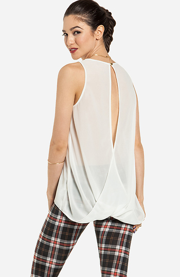Draped Open Back Blouse Slide 1