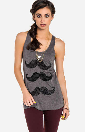 Lace Moustache Tank Slide 1