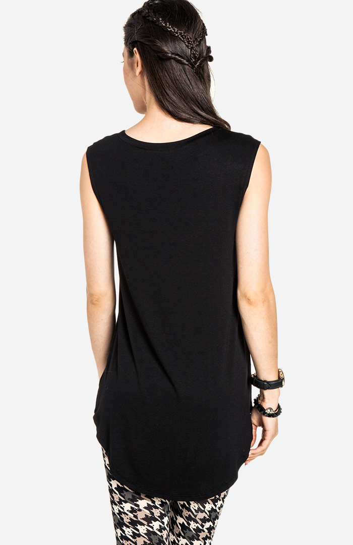 Oversized Kitty Cat Tank in Black DAILYLOOK