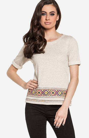 Tribal Embroidered Sweatshirt Slide 1