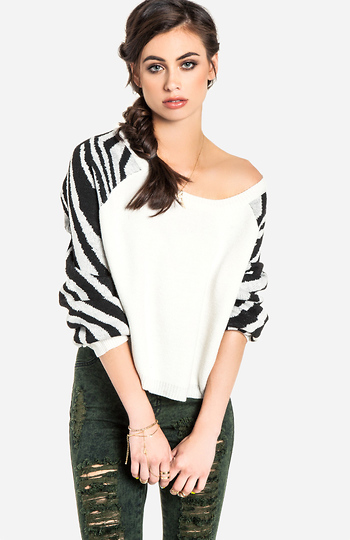 Zebra Sleeves Sweater Slide 1