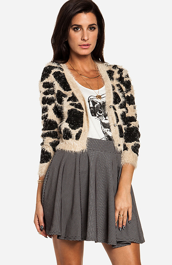 Spotted Cropped Cardigan Slide 1