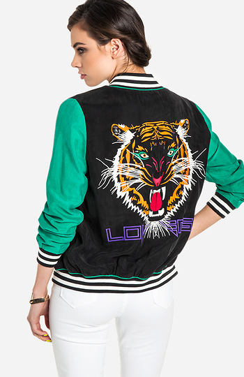 Lovers + Friends Can't Wait Baseball Jacket In Wildcat Slide 1